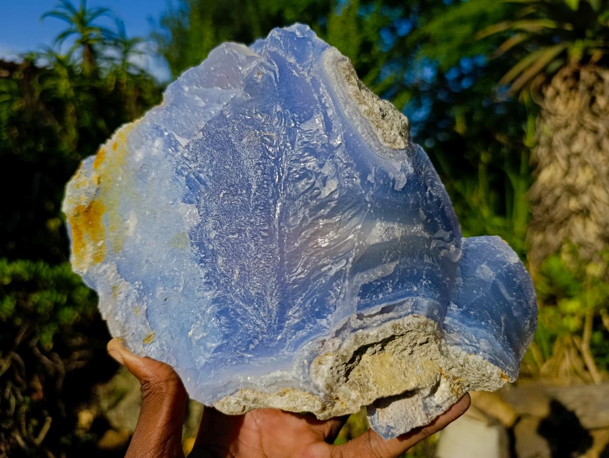 Natural XL Blue Chalcedony Agate Cutting Material x 1 From Nsanje, Malawi