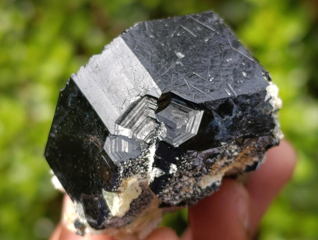 Natural Double Terminated Schorl Black Tourmaline Crystal with Hyalite Opal x 1 From Erongo, Namibia