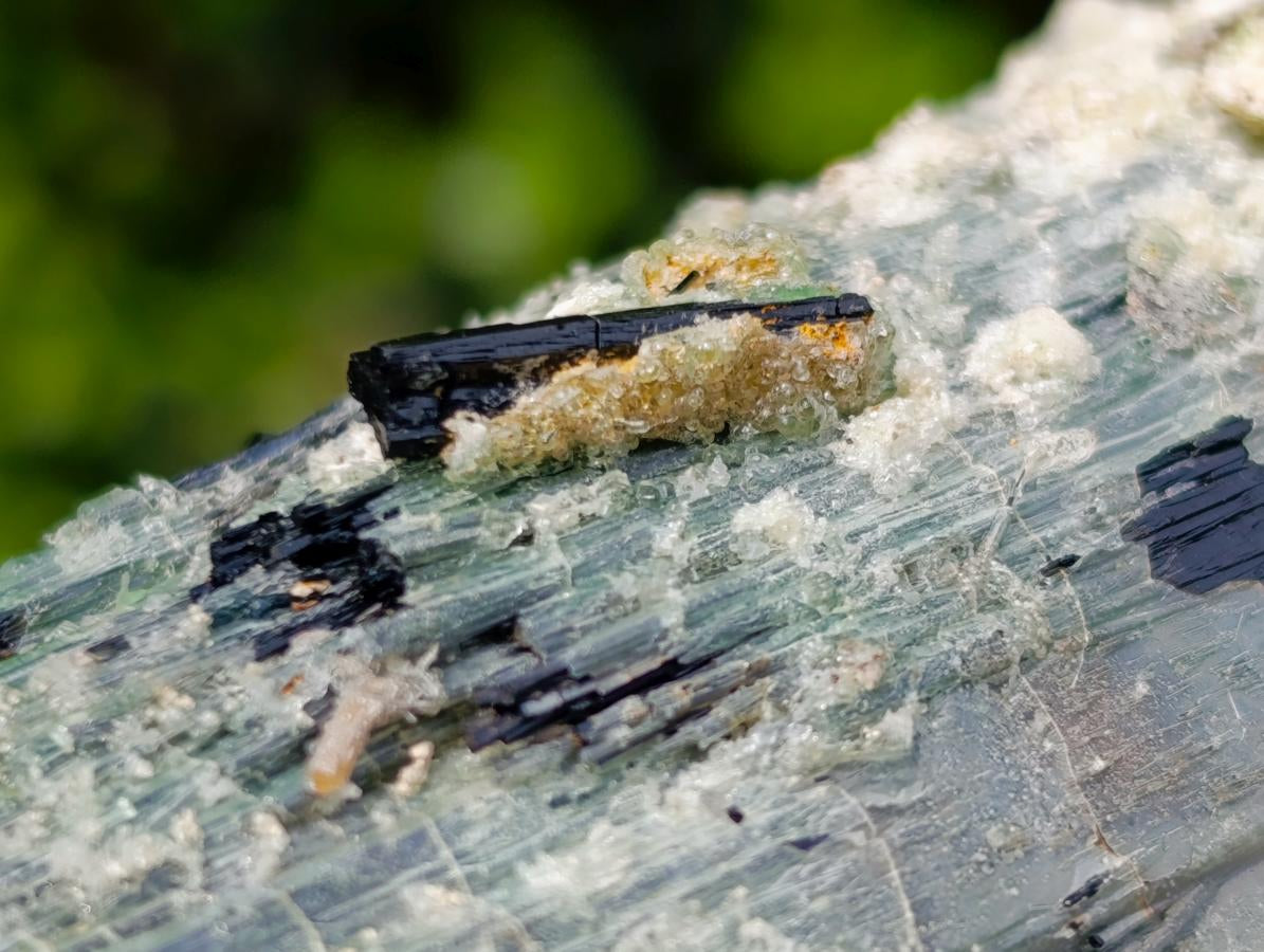 Natural Double Terminated Schorl Black Tourmaline Crystal with Hyalite Opal x 1 From Erongo, Namibia