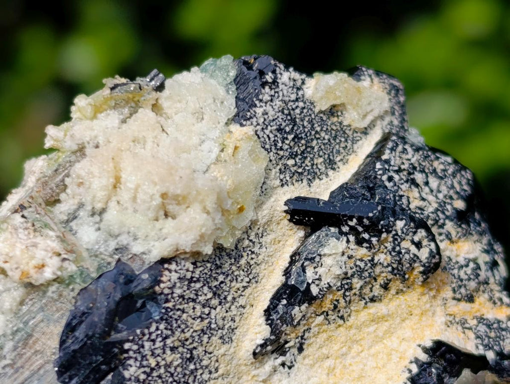 Natural Double Terminated Schorl Black Tourmaline Crystal with Hyalite Opal x 1 From Erongo, Namibia