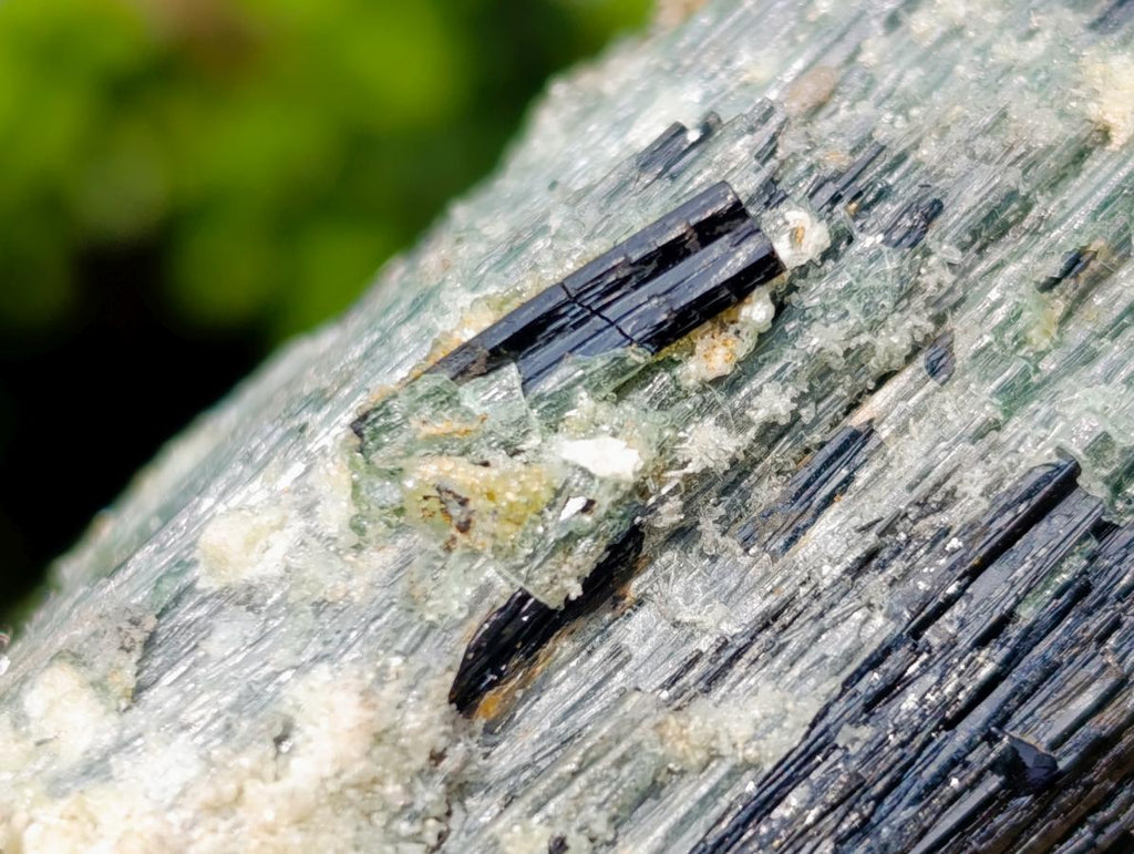 Natural Double Terminated Schorl Black Tourmaline Crystal with Hyalite Opal x 1 From Erongo, Namibia