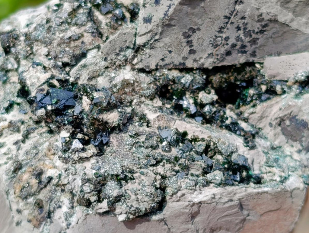 Natural Libethenite Crystals on Dolomite Matrix Specimen x 1 From Shituru, Congo