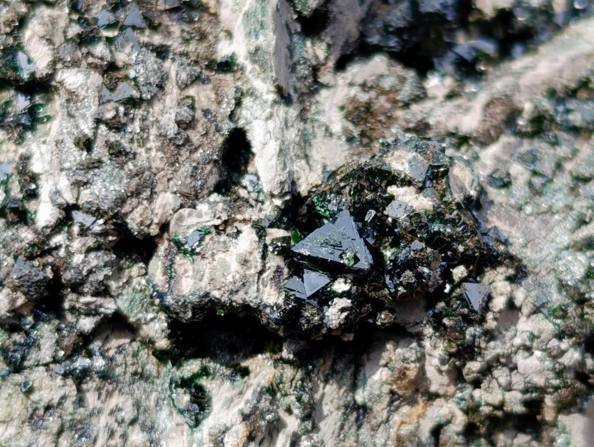 Natural Libethenite Crystals on Dolomite Matrix Specimen x 1 From Shituru, Congo