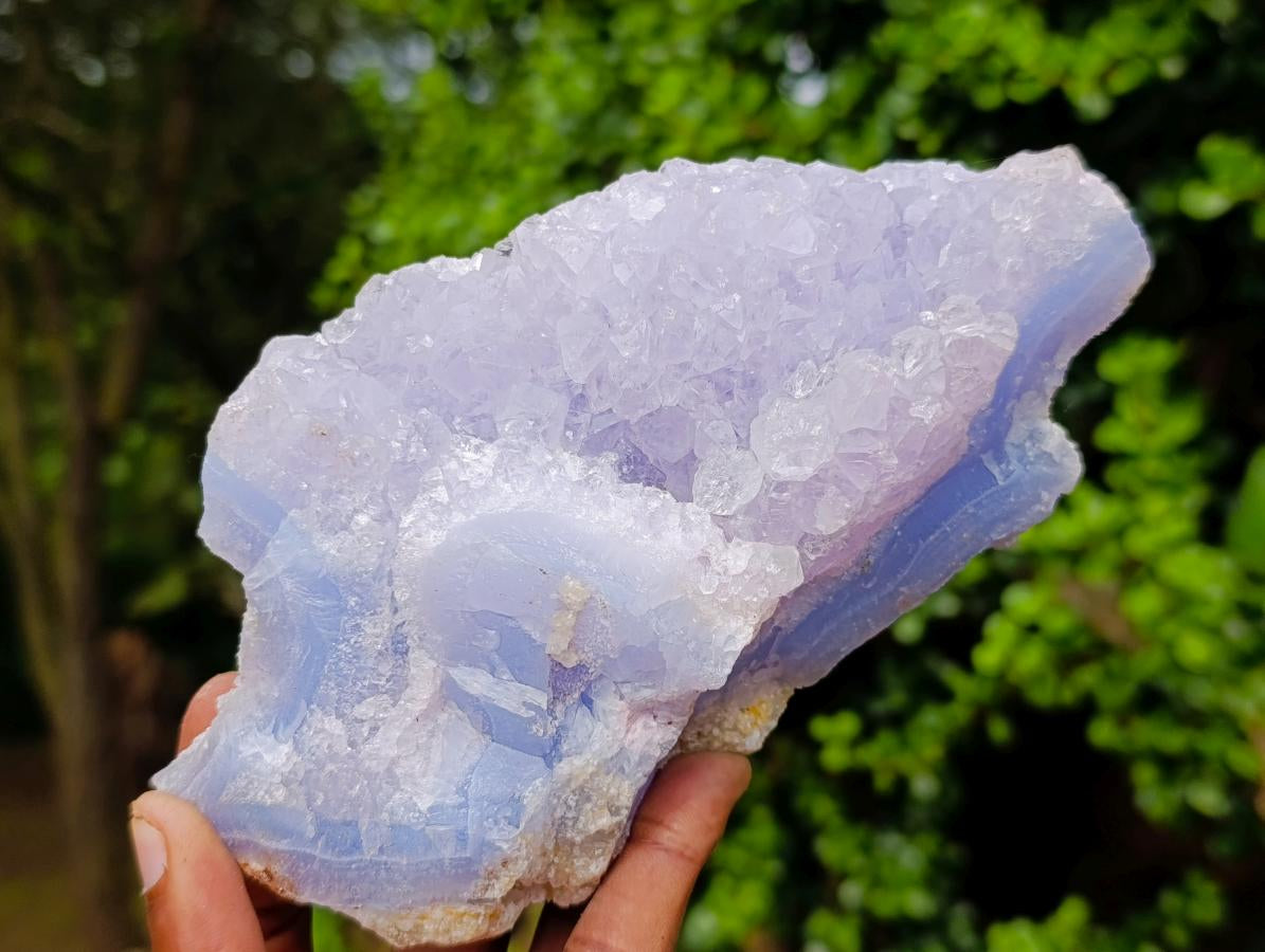 Natural Blue Lace Agate with Amethyst Crystalline Centre x 1 From Nsanje, Malawi