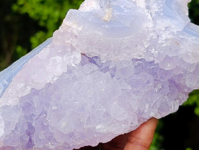 Natural Blue Lace Agate with Amethyst Crystalline Centre x 1 From Nsanje, Malawi
