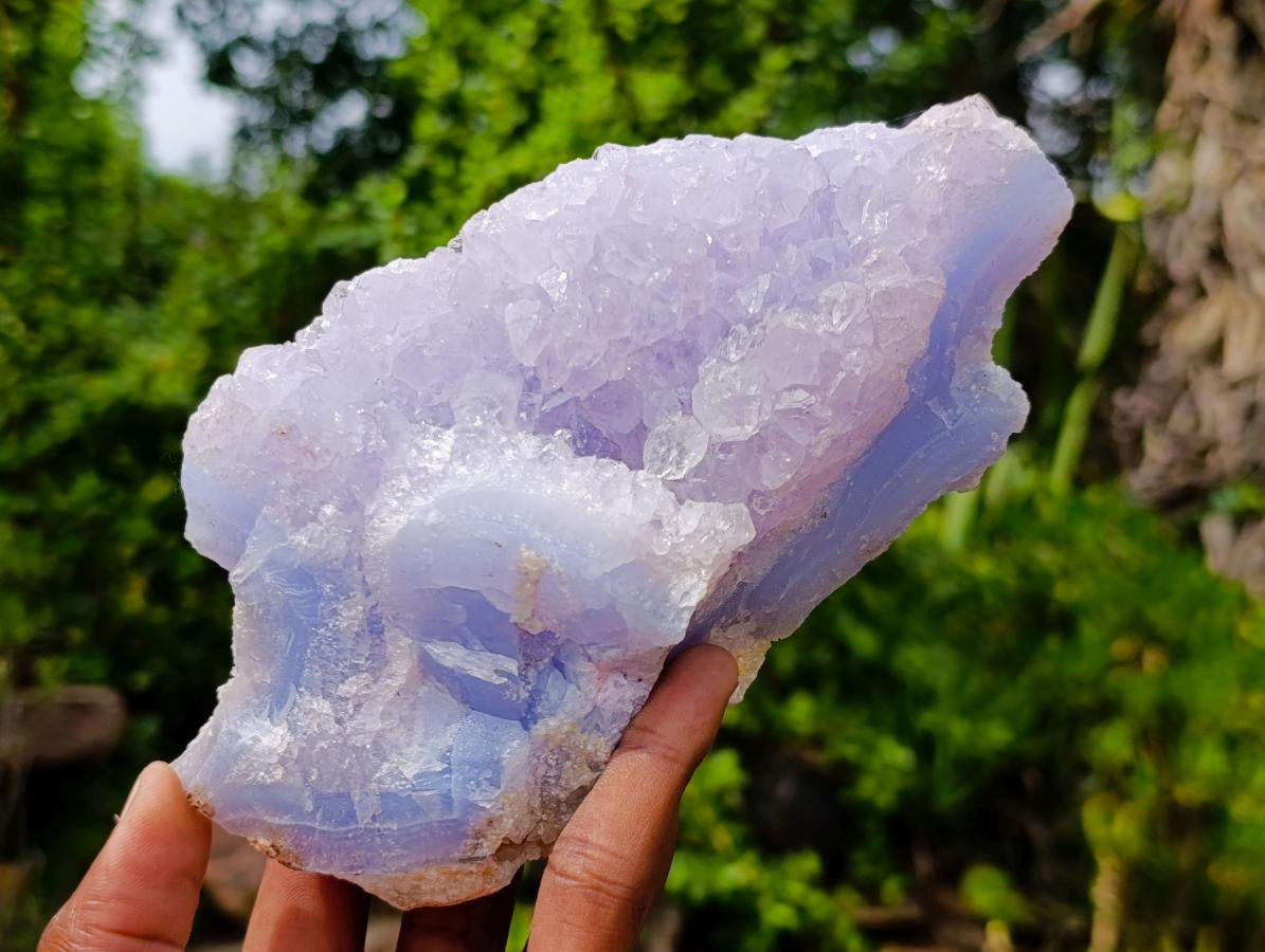 Natural Blue Lace Agate with Amethyst Crystalline Centre x 1 From Nsanje, Malawi