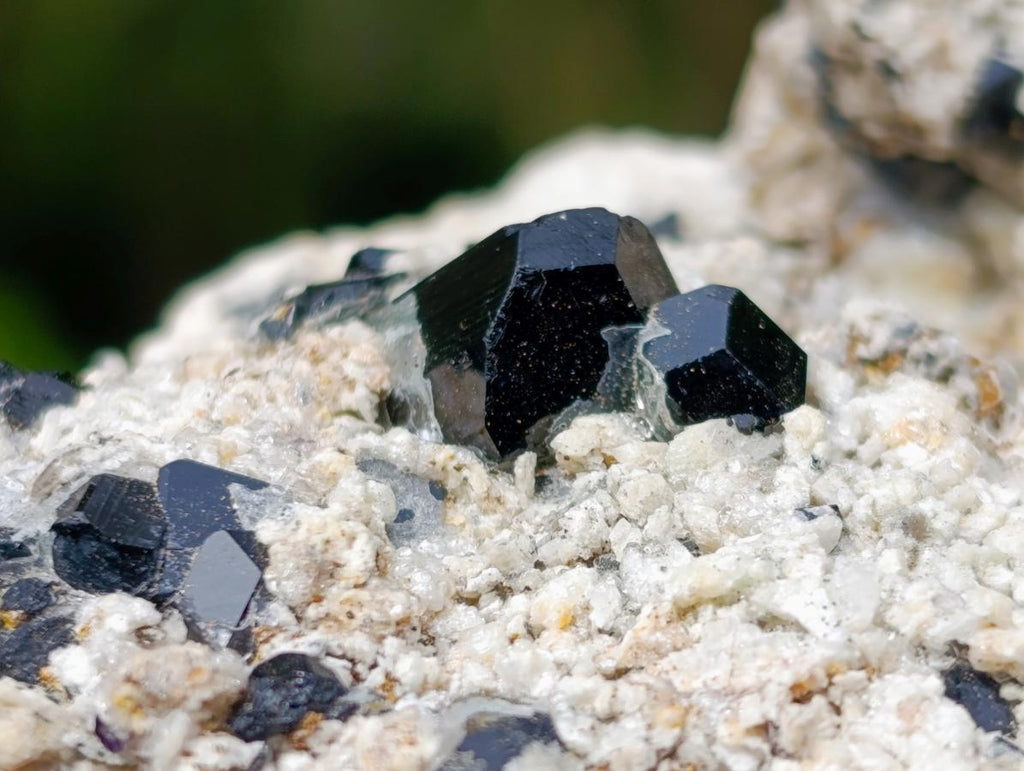 Natural Schorl Black Tourmaline Specimen with Hyalite Opal x 1 From Erongo, Namibia