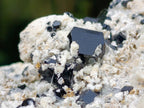 Natural Schorl Black Tourmaline Specimen with Hyalite Opal x 1 From Erongo, Namibia
