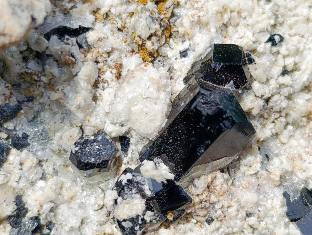 Natural Schorl Black Tourmaline Specimen with Hyalite Opal x 1 From Erongo, Namibia