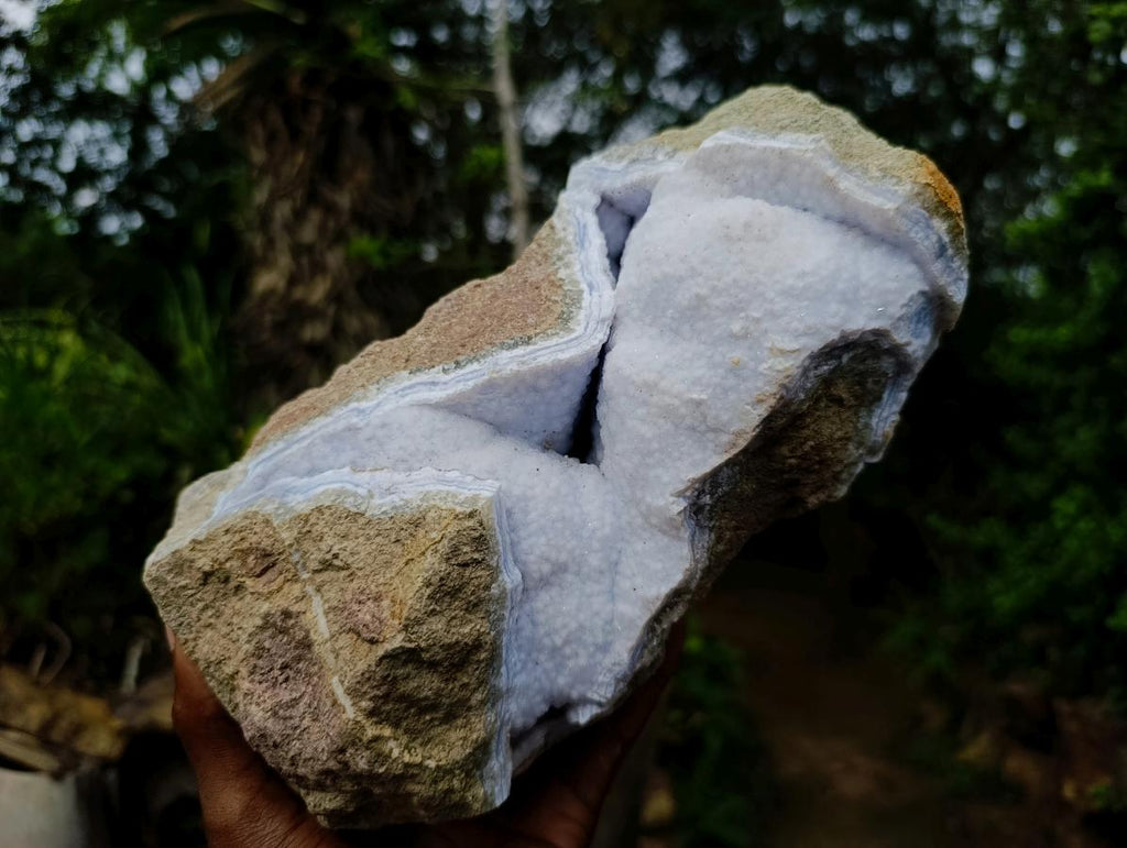 Natural XL Double Barrelled Blue Lace Agate Geode Specimen x 1 From Nsanje, Malawi