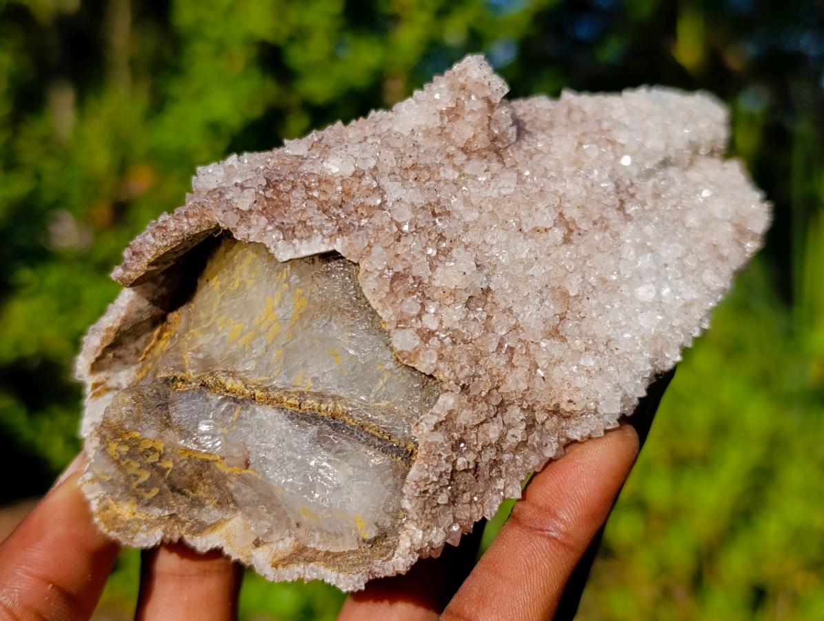 Natural Quadruple Headed Drusy Spearhead Calcite Pseudomorph Specimen x 1 From Albert's Mountain, Lesotho
