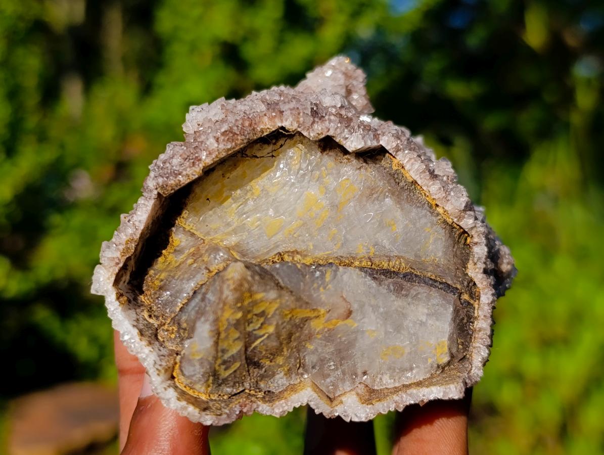 Natural Quadruple Headed Drusy Spearhead Calcite Pseudomorph Specimen x 1 From Albert's Mountain, Lesotho