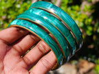 Hand Made Malachite Bangles set in Brass - Sold Per Piece - From Congo