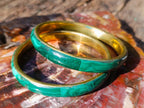 Hand Made Malachite Bangles set in Brass - Sold Per Piece - From Congo