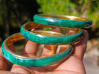 Hand Made Malachite Bangles set in Brass - Sold Per Piece - From Congo