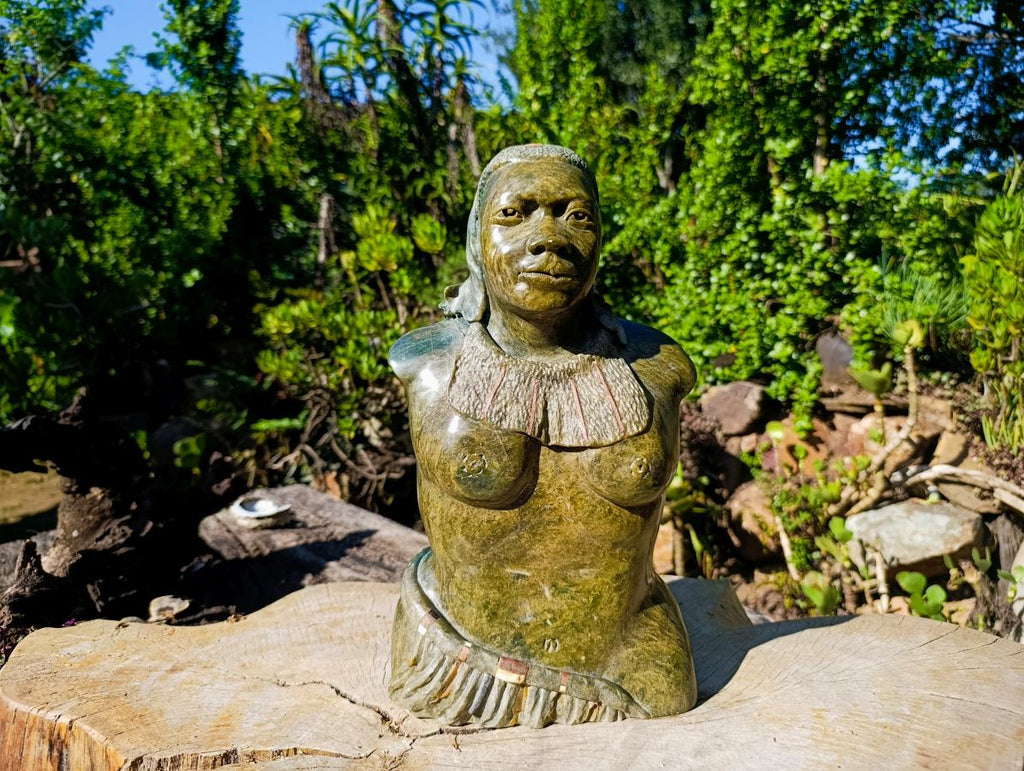 Hand Made "Venus De Moyo" Traditional African Bust, Verdite Sculpture x 1 From Zimbabwe
