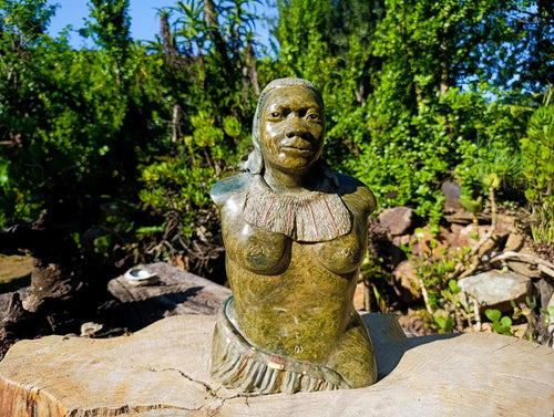 Hand Made "Venus De Moyo" Traditional African Bust, Verdite Sculpture x 1 From Zimbabwe