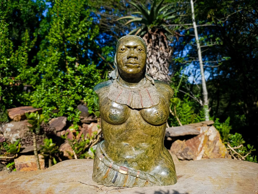 Hand Made "Venus De Moyo" Traditional African Bust, Verdite Sculpture x 1 From Zimbabwe