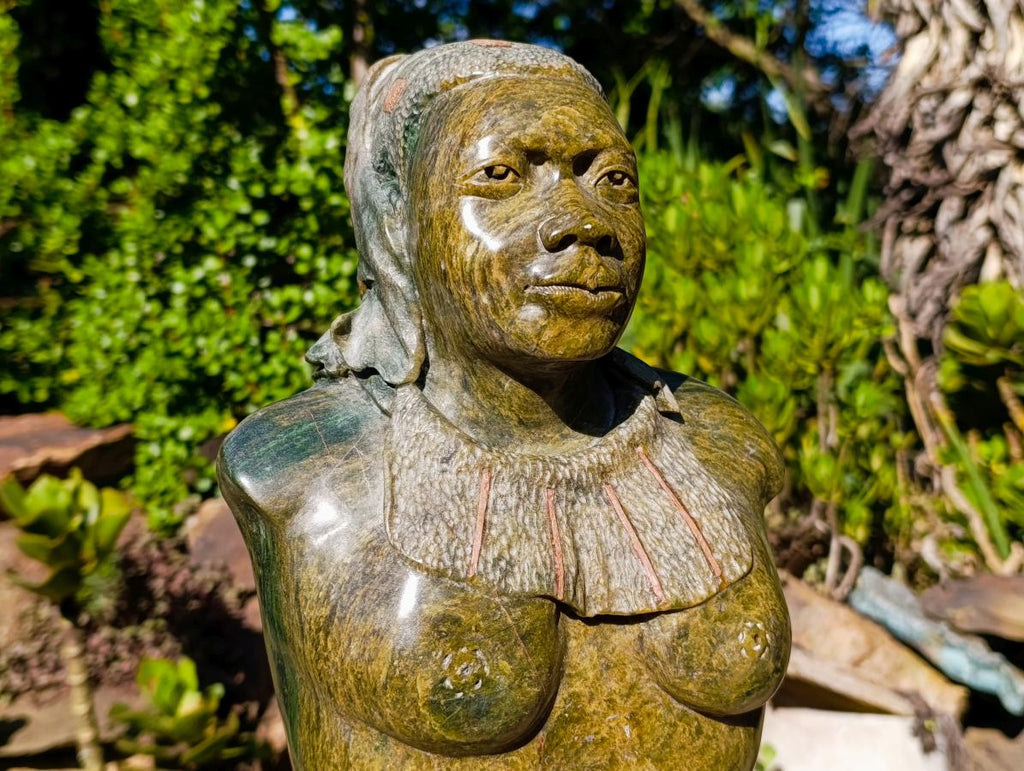 Hand Made "Venus De Moyo" Traditional African Bust, Verdite Sculpture x 1 From Zimbabwe