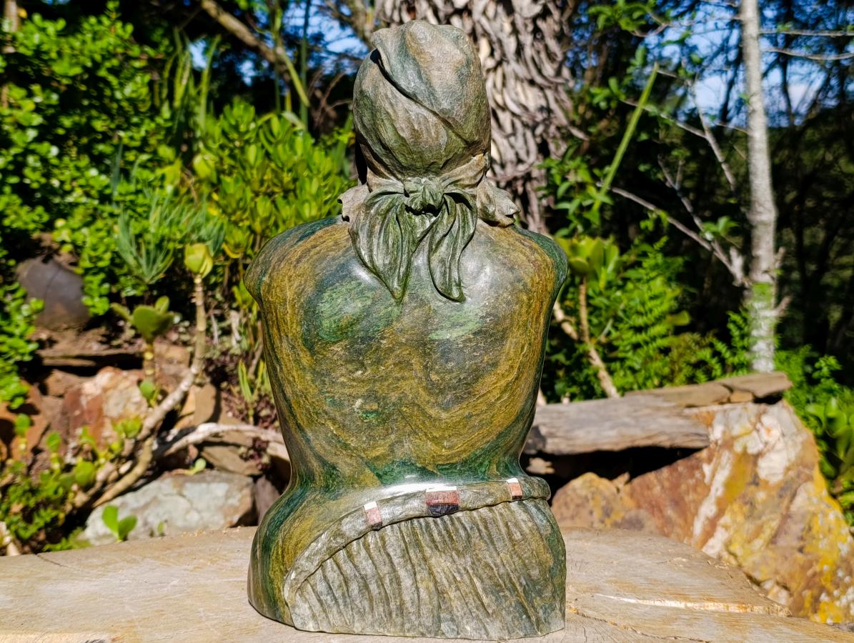 Hand Made "Venus De Moyo" Traditional African Bust, Verdite Sculpture x 1 From Zimbabwe