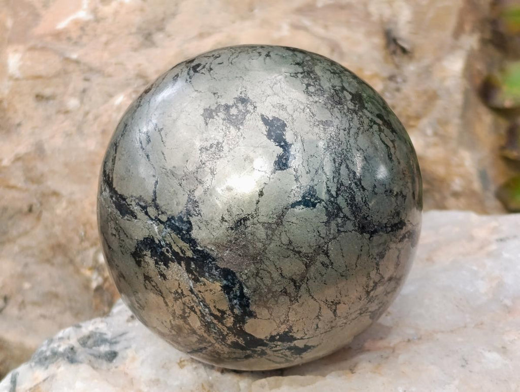 Polished Golden Pyrite "Pharaoh Stone" Sphere x 1 From Iron Duke Mine, Zimbabwe