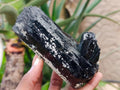 Natural Large Double Terminated Schorl Black Tourmaline Crystal with Feldspar x 1 From Erongo, Namibia