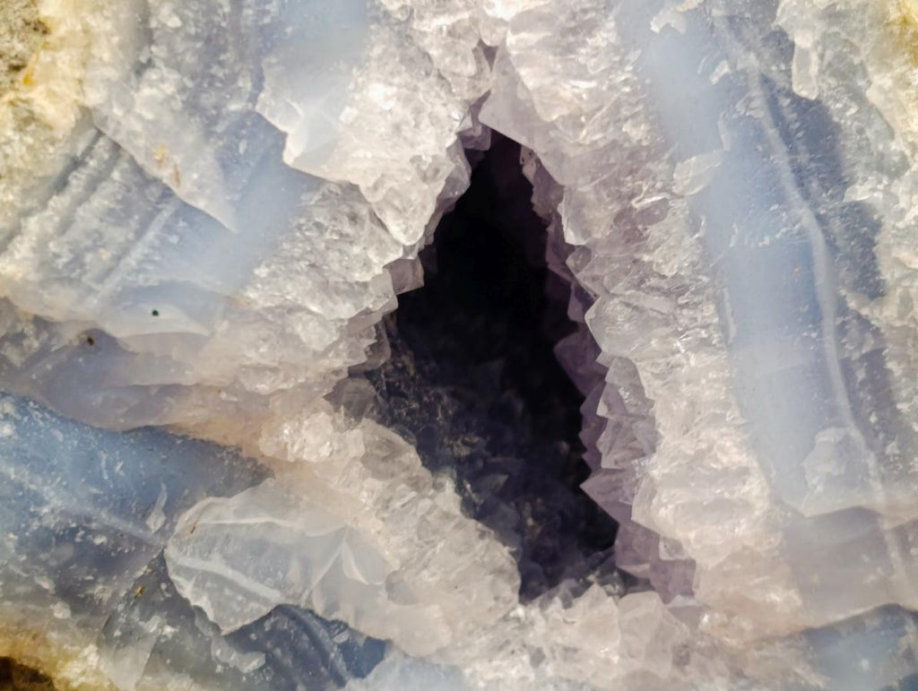 Natural Large Blue Lace Agate Geode with Amethyst Crystal Centre x 1 From Nsanje, Malawi