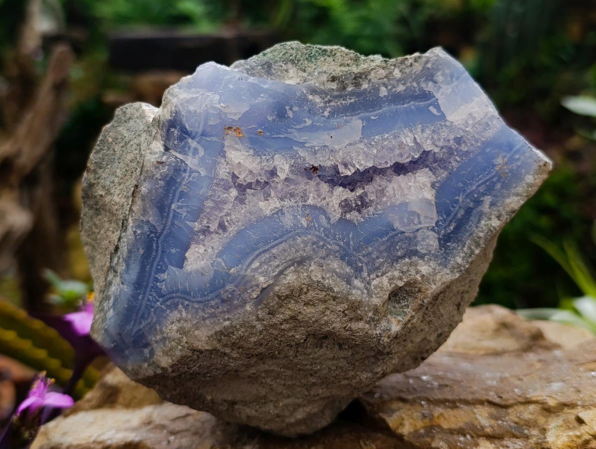 Natural Large Blue Lace Agate Geode with Amethyst Crystal Centre x 1 From Nsanje, Malawi