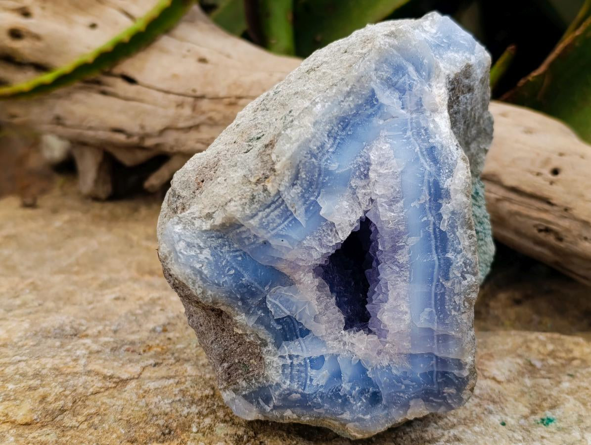 Natural Large Blue Lace Agate Geode with Amethyst Crystal Centre x 1 From Nsanje, Malawi