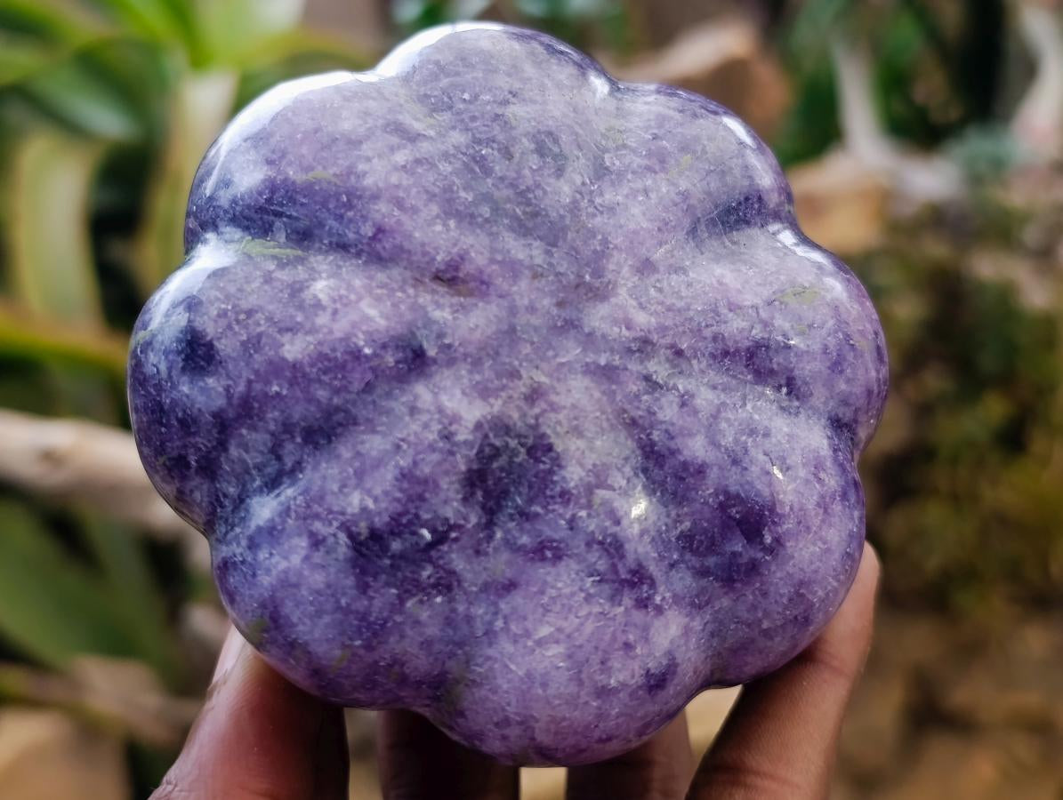 Hand Made Purple Lepidolite Pumpkin Carving x 1 From Zimbabwe