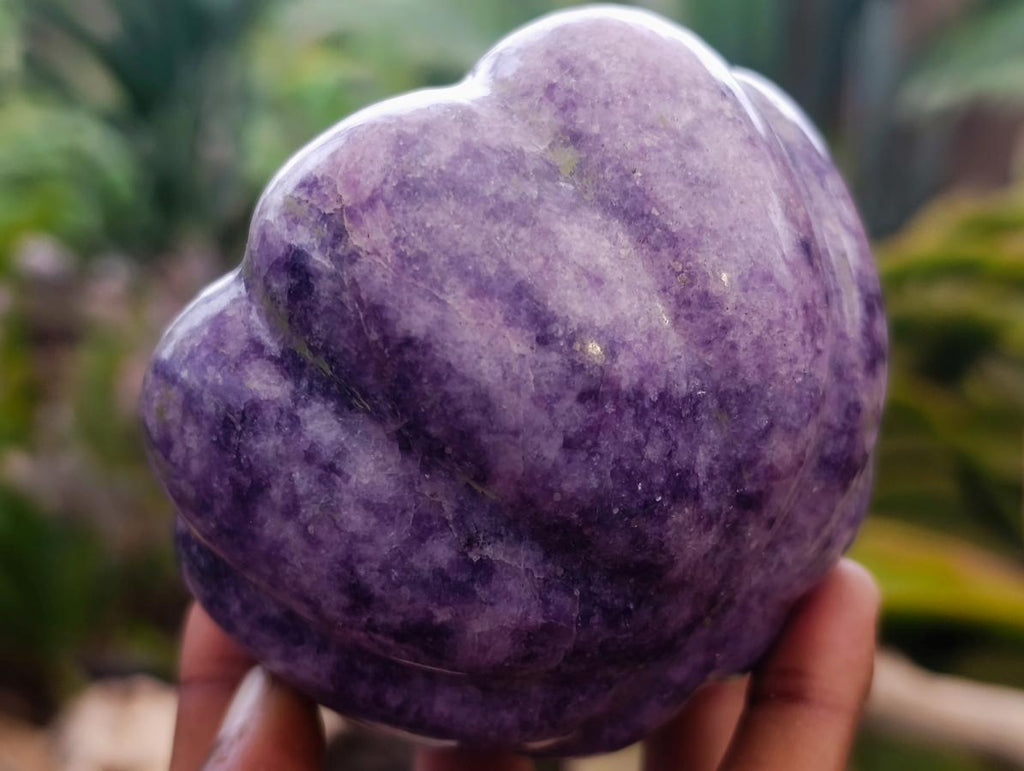 Hand Made Purple Lepidolite Pumpkin Carving x 1 From Zimbabwe