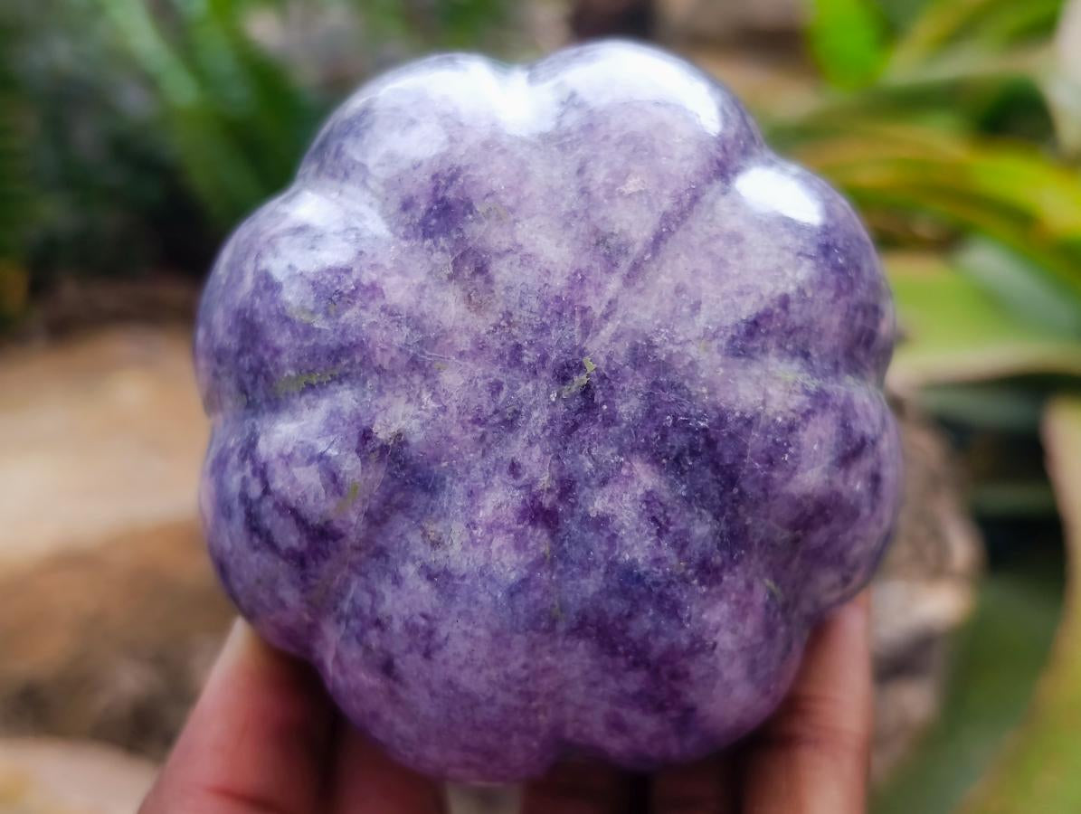 Hand Made Purple Lepidolite Pumpkin Carving x 1 From Zimbabwe