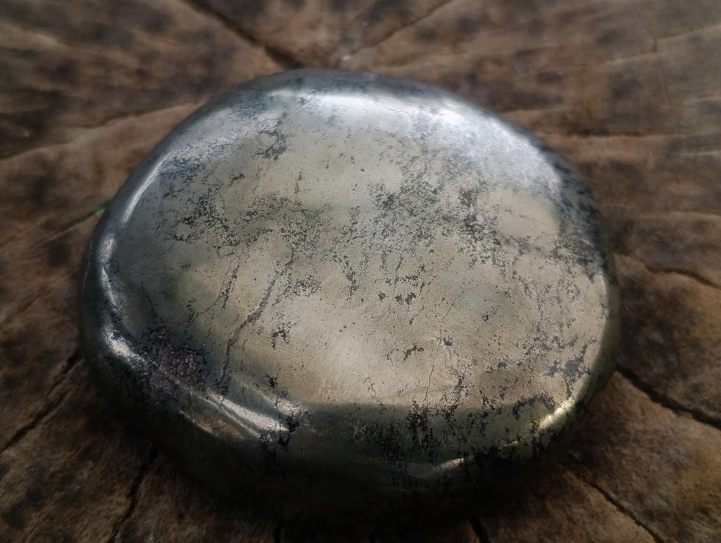 Polished Golden Pyrite "Pharaoh Stone" Palm Stone x 1 From Iron Duke Mine, Zimbabwe