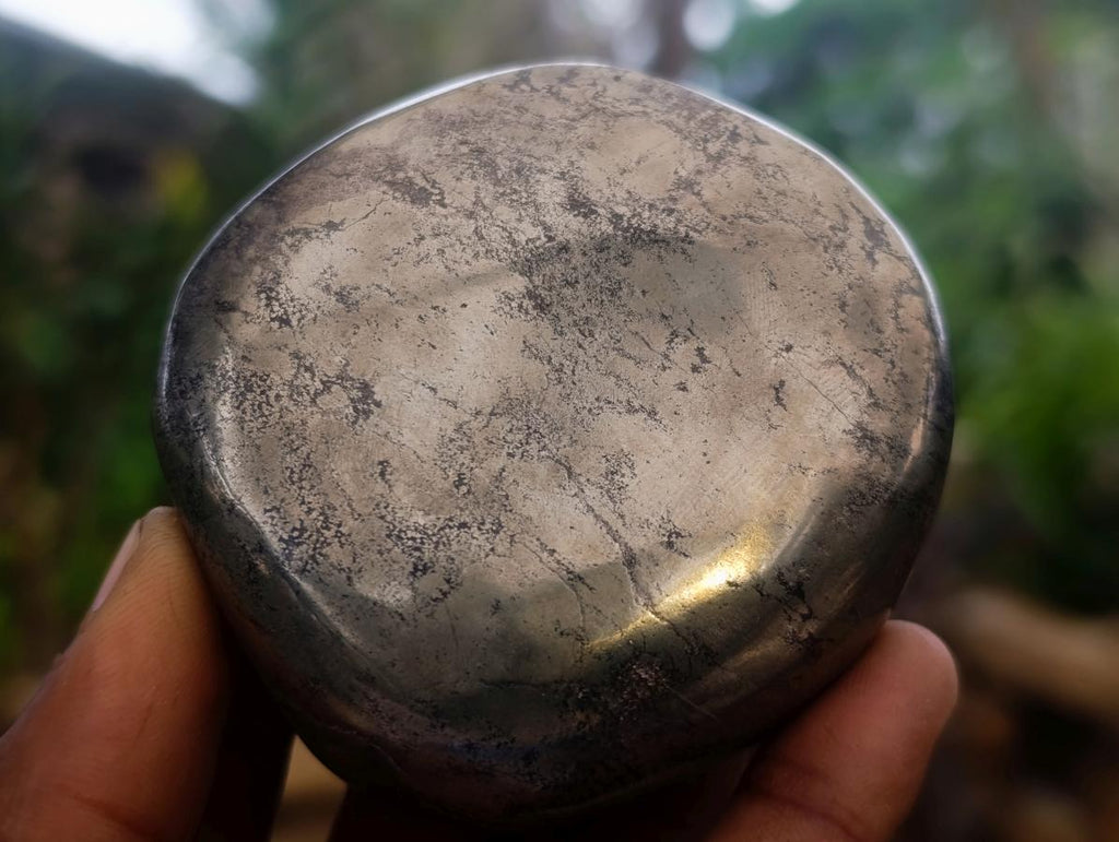 Polished Golden Pyrite "Pharaoh Stone" Palm Stone x 1 From Iron Duke Mine, Zimbabwe