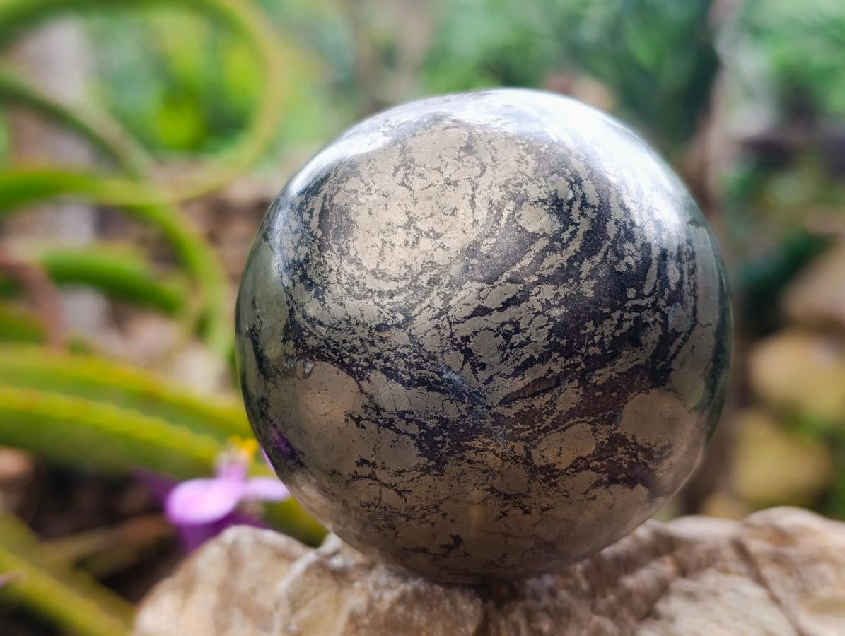 Polished Golden Pyrite "Pharaoh Stone" Sphere x 1 From Iron Duke Mine, Zimbabwe