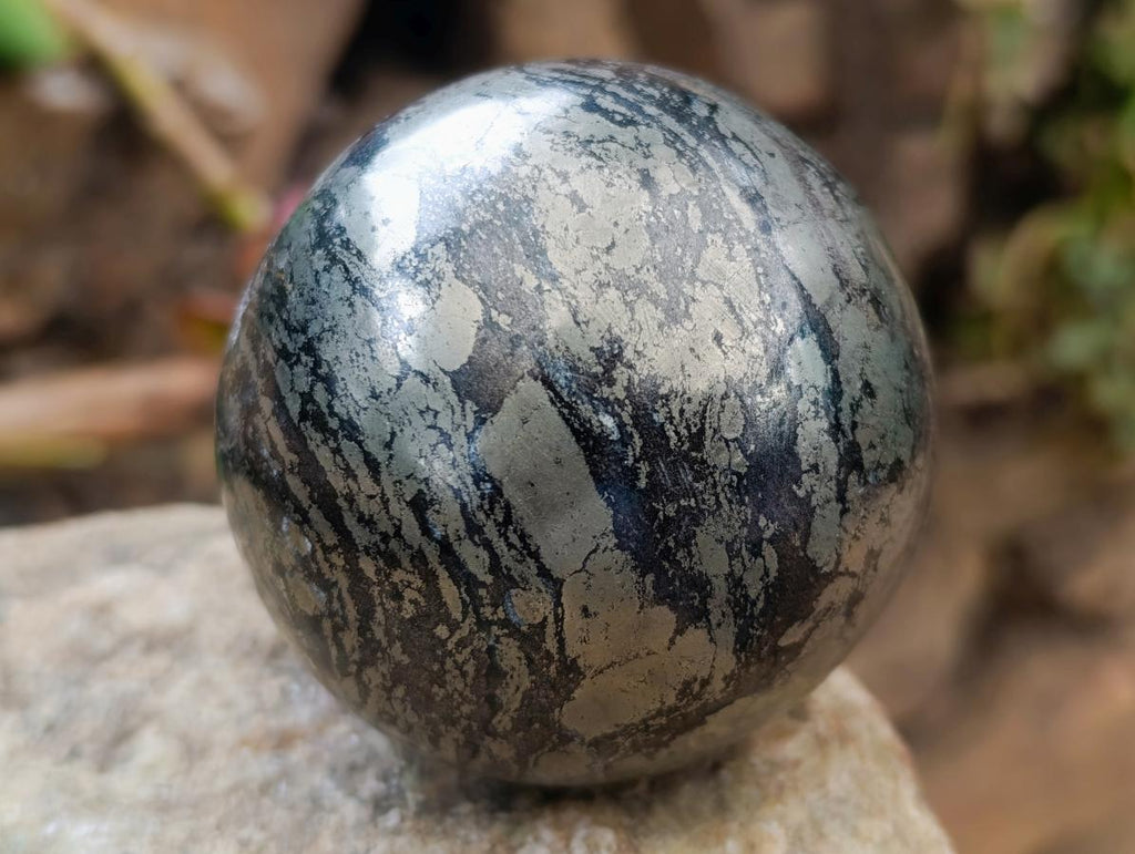 Polished Golden Pyrite "Pharaoh Stone" Sphere x 1 From Iron Duke Mine, Zimbabwe