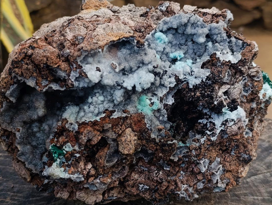 Natural XL Drusy Coated Chrysocolla with Ball Malachite Museum Specimen x 1 From Lupoto Mine, Congo