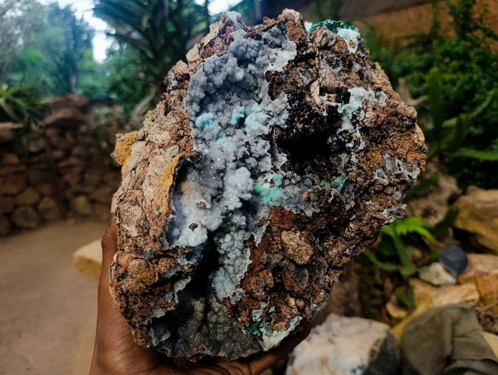 Natural XL Drusy Coated Chrysocolla with Ball Malachite Museum Specimen x 1 From Lupoto Mine, Congo