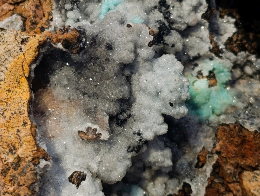 Natural XL Drusy Coated Chrysocolla with Ball Malachite Museum Specimen x 1 From Lupoto Mine, Congo