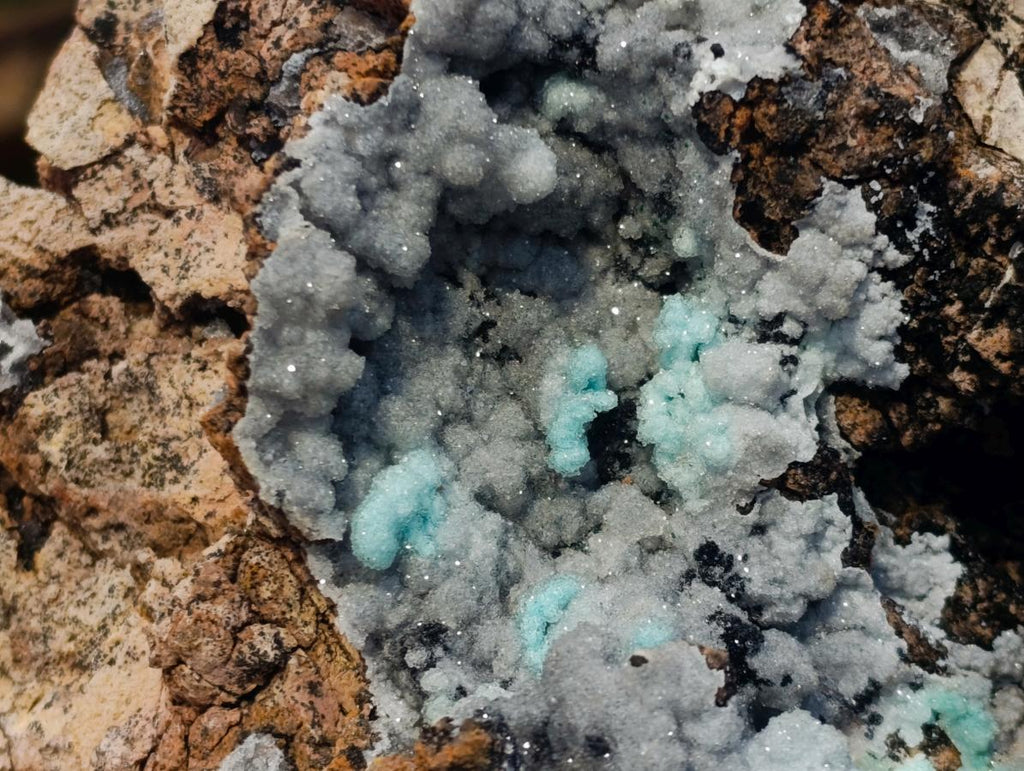 Natural XL Drusy Coated Chrysocolla with Ball Malachite Museum Specimen x 1 From Lupoto Mine, Congo