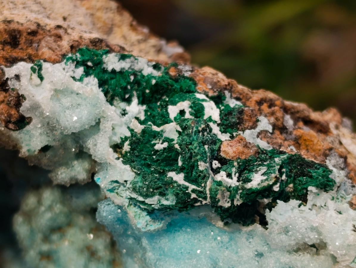 Natural XL Drusy Coated Chrysocolla with Ball Malachite Museum Specimen x 1 From Lupoto Mine, Congo