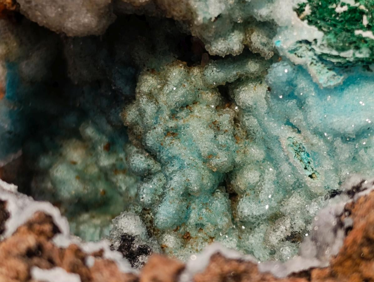 Natural XL Drusy Coated Chrysocolla with Ball Malachite Museum Specimen x 1 From Lupoto Mine, Congo