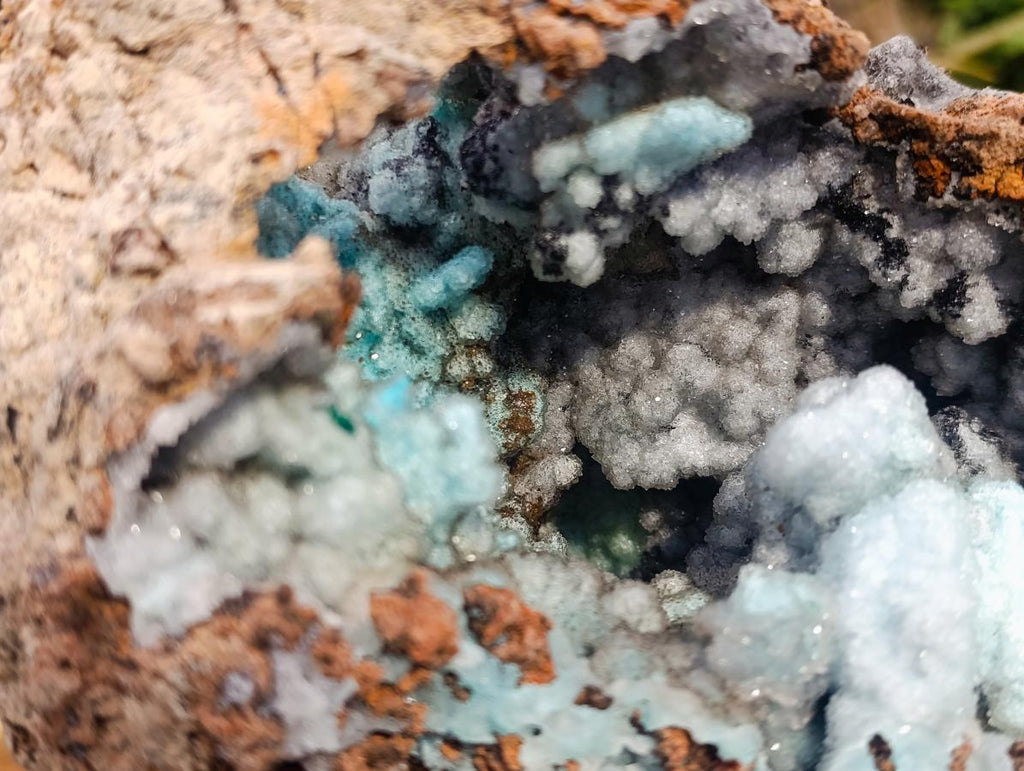 Natural XL Drusy Coated Chrysocolla with Ball Malachite Museum Specimen x 1 From Lupoto Mine, Congo