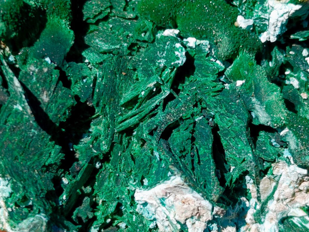 Natural Classic Bladed Malachite Pseudomorph with Associated Minerals Specimen x 1 From Kolwezi, Congo