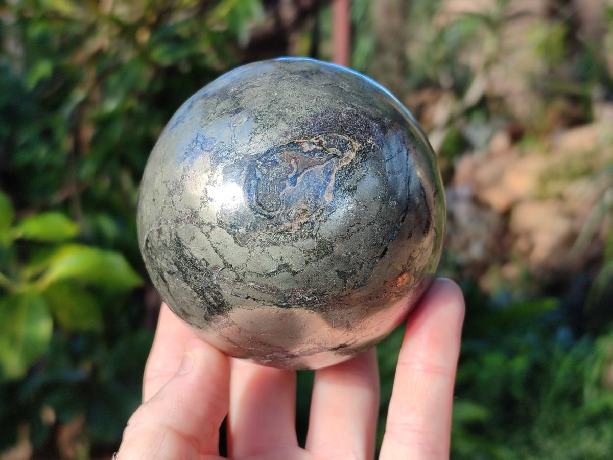 Polished Golden Pyrite "Pharaoh Stone" Sphere x 1 From Iron Duke Mine, Zimbabwe