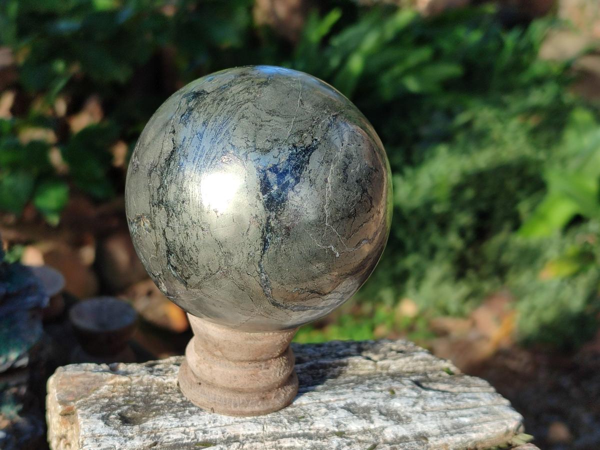 Polished Golden Pyrite "Pharaoh Stone" Sphere x 1 From Iron Duke Mine, Zimbabwe