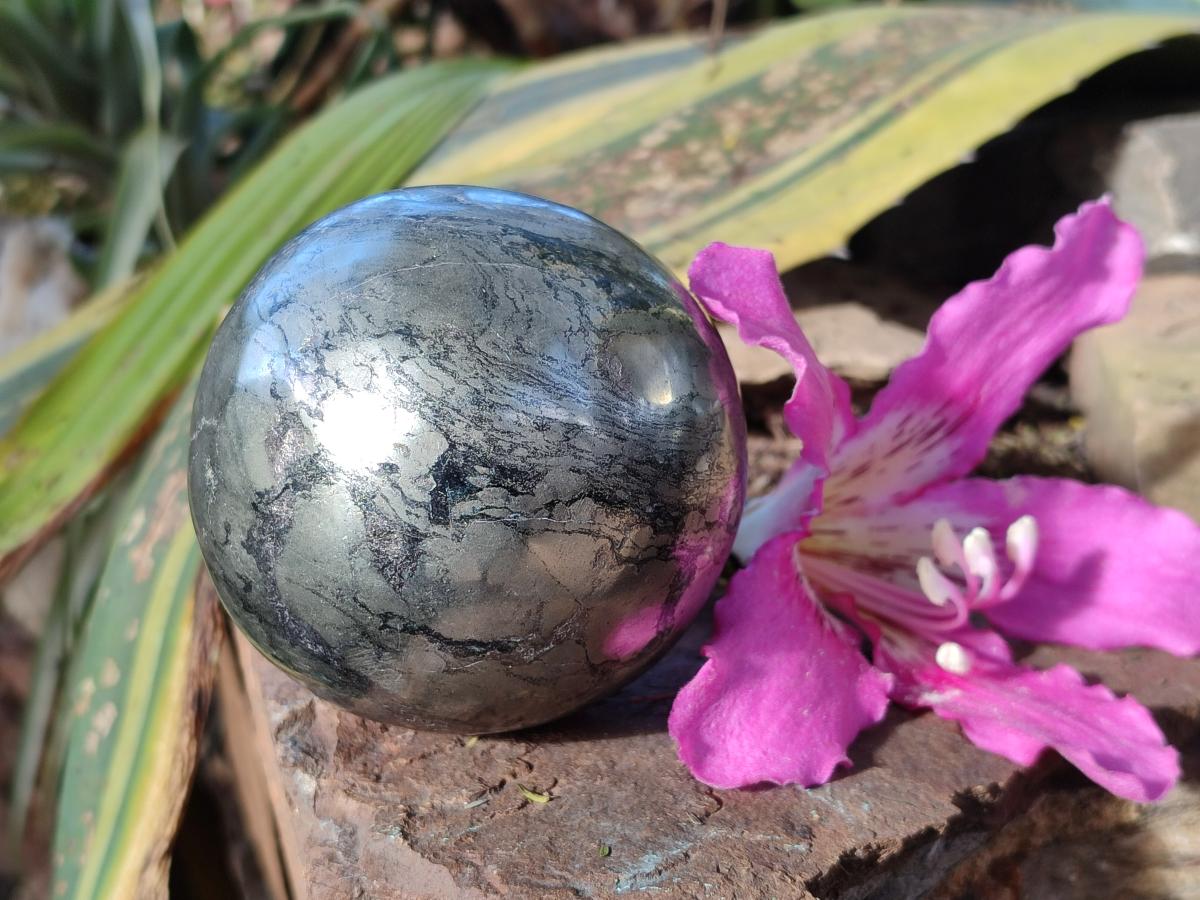 Polished Golden Pyrite "Pharaoh Stone" Sphere x 1 From Iron Duke Mine, Zimbabwe