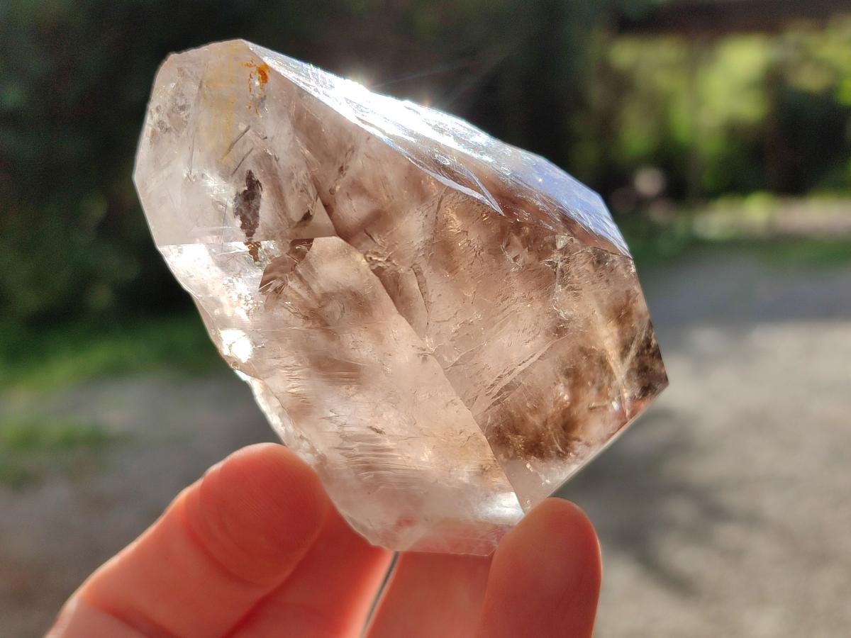 Natural Smokey Brandberg Quartz Crystal with Enhydro x 1 From Brandberg, Namibia