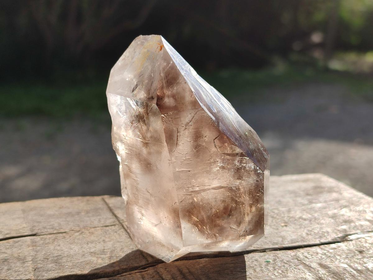 Natural Smokey Brandberg Quartz Crystal with Enhydro x 1 From Brandberg, Namibia