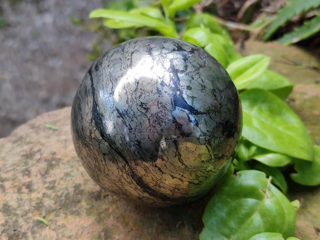Polished Golden Pyrite "Pharaoh Stone" Sphere x 1 From Iron Duke Mine, Zimbabwe